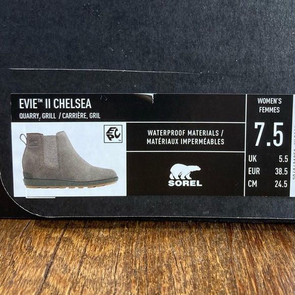 NEW Sorel Evie ll Waterproof Suede Chelsea Boot Women’s Size 7.5 Quarry/Grill - Picture 10 of 10